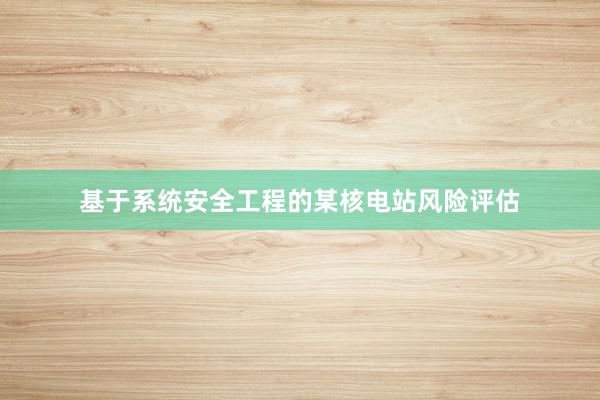 基于系统安全工程的某核电站风险评估
